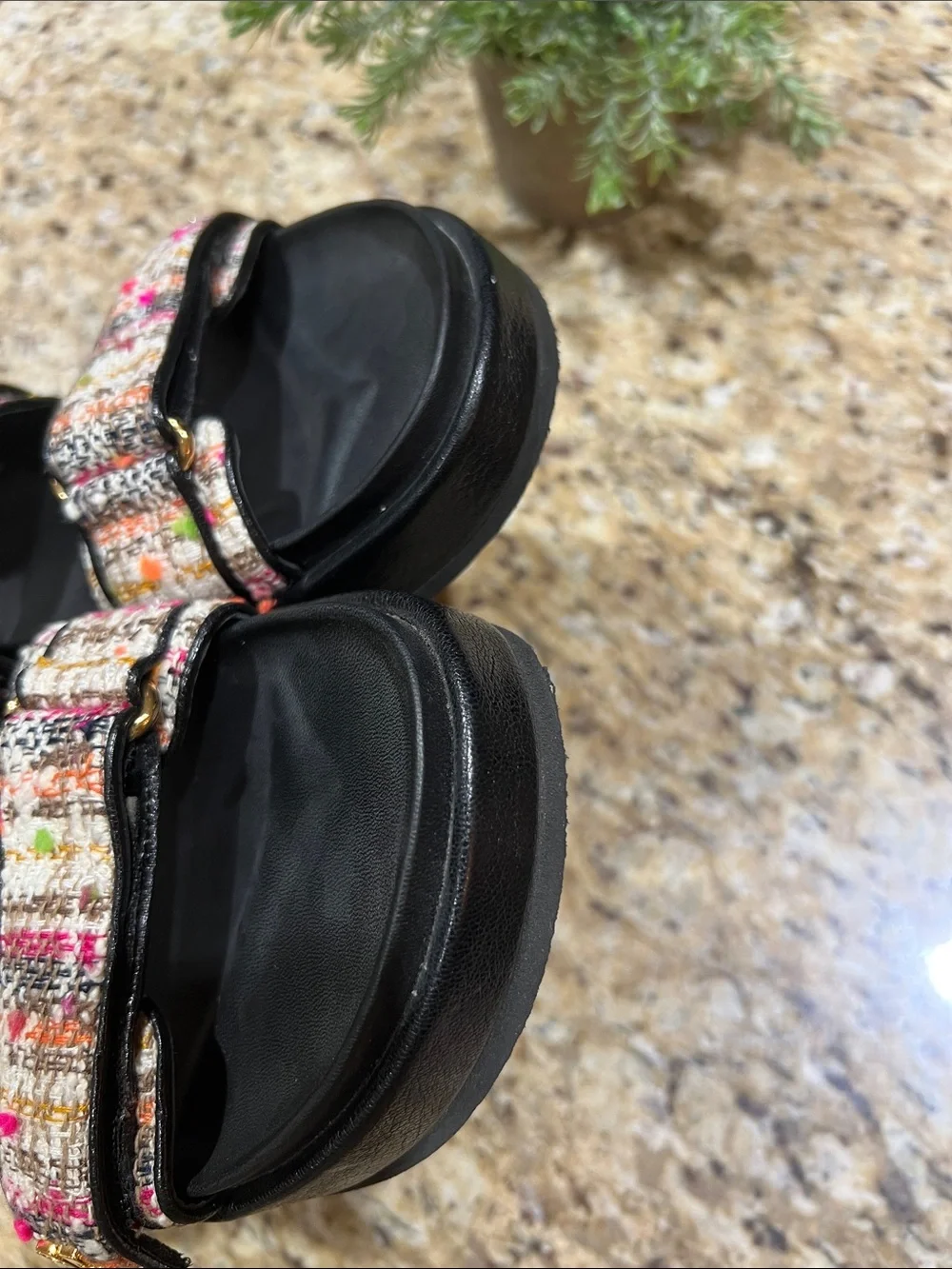 Tory Burch Kira Tweed Leather Slingback Sandals 10M